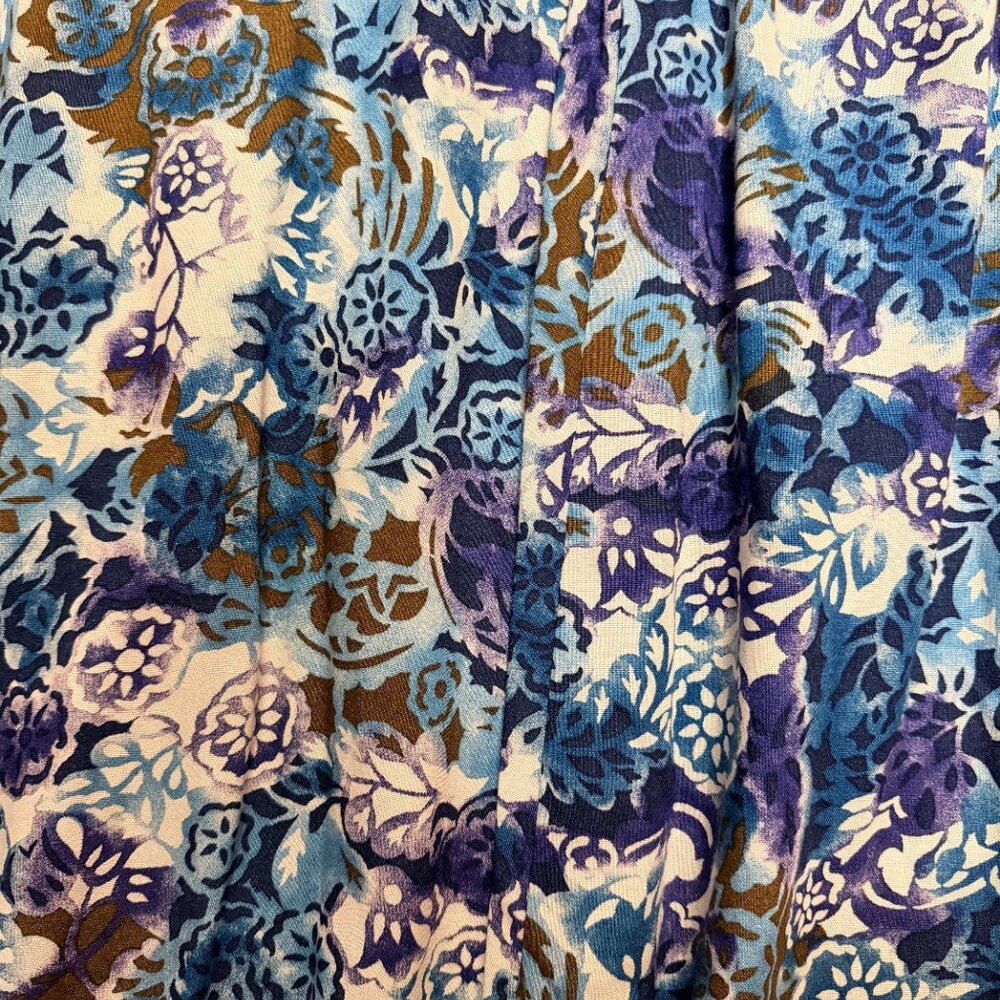 Maggie Lawrence Floral Midi Skirt Cottagecore Blue Olive Botanical L/XL - Picture 2 of 8
